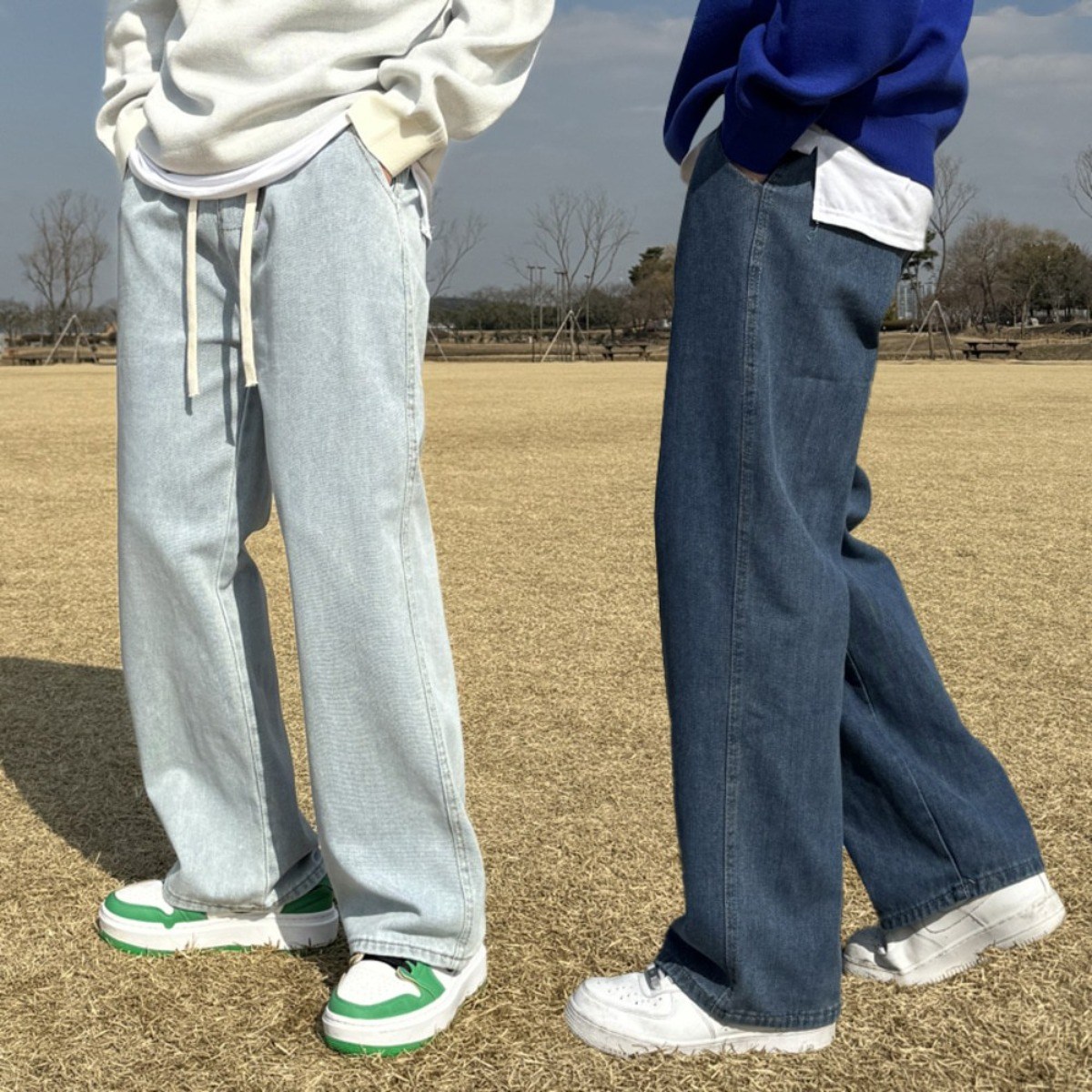 [당일발송] 1+1 데얀 남자 스판 밴딩 와이드 청바지 데님 블랙진 39,800원