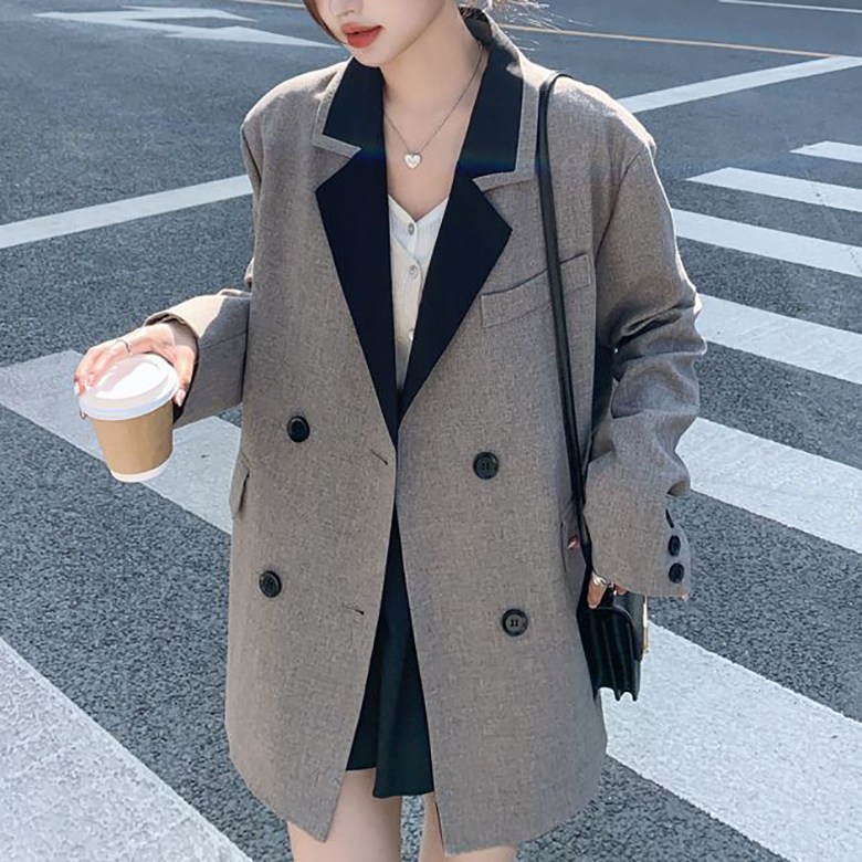 봄 가을 여성 빅카라 빅사이즈 미디엄 정장코트 데일리 오피스룩 더블버튼 간절기 코트 35,300원