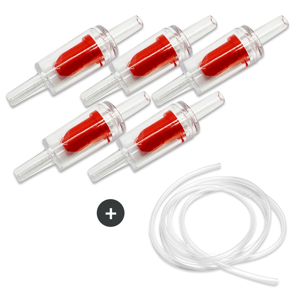 아쿠아테라 수족관 역류방지기 5개+실리콘 에어호스 2M (역류방지기:레드) 3,500원