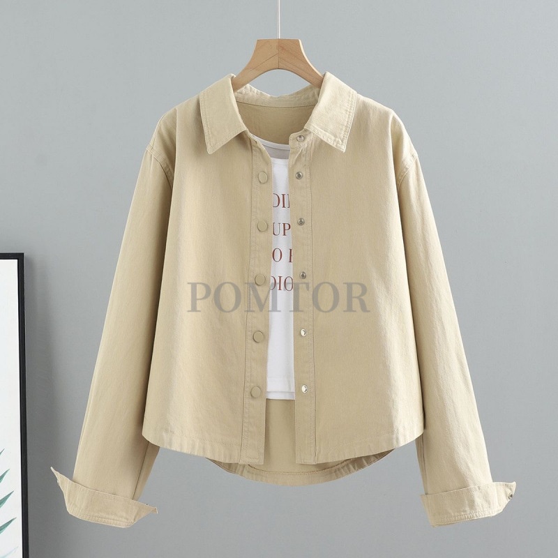 POMTOR 여성 봄 가을 면 긴팔 청자켓 데일리 데님 코트 34,550원