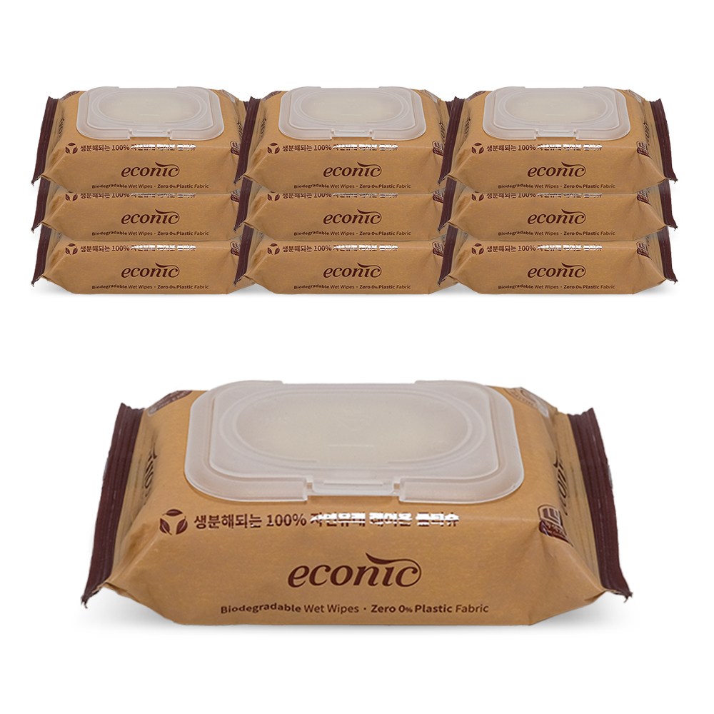 에코닉브라운 30매 40gsm 캡형 휴대용 레이온100% 생분해원단 아기물티슈, 현재가 8,500원