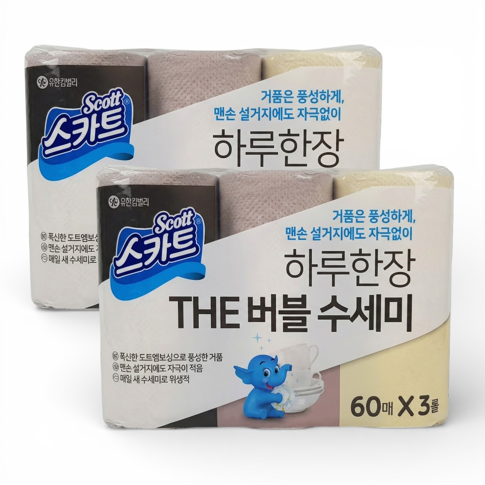 스카트 하루한장 THE 버블 수세미 60매 x 3롤 x 2팩 25,570원