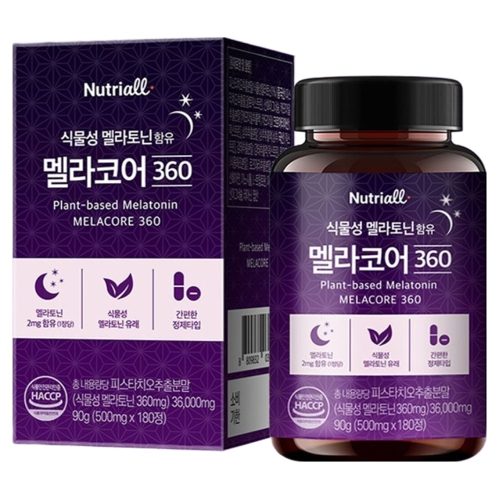 뉴트리올 식물성 멜라토닌 함유 멜라코어 360 90g, 1개, 180정 35,800원