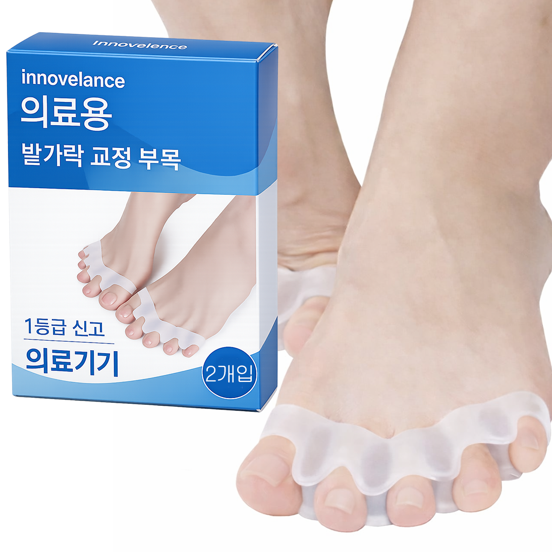 이노밸런스 의료용 무지외반증 실리콘 발가락 교정기 투명 스킨, 1개 18,900원