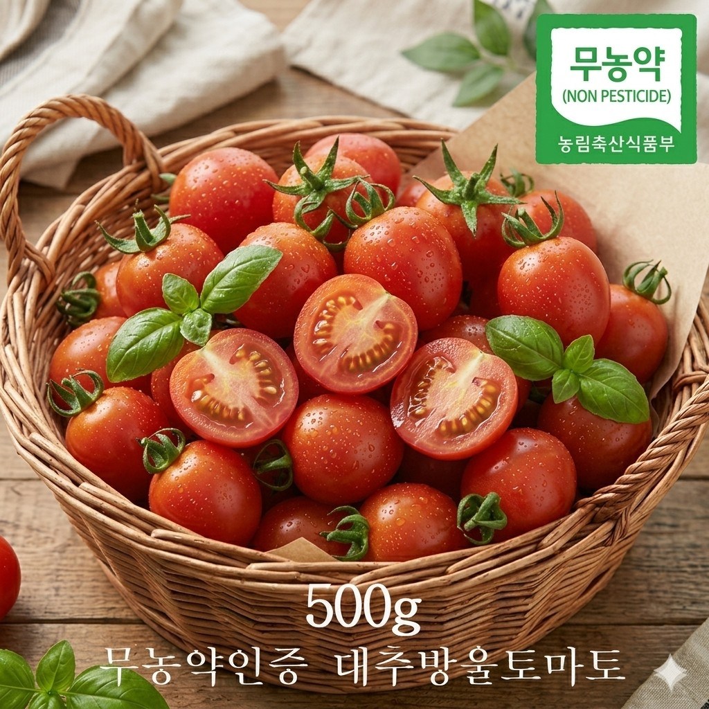 [무농약인증] 국내산 고당도 대추 방울토마토, 1박스, 500g 무농약인증 대추 방울토마토 12,900원