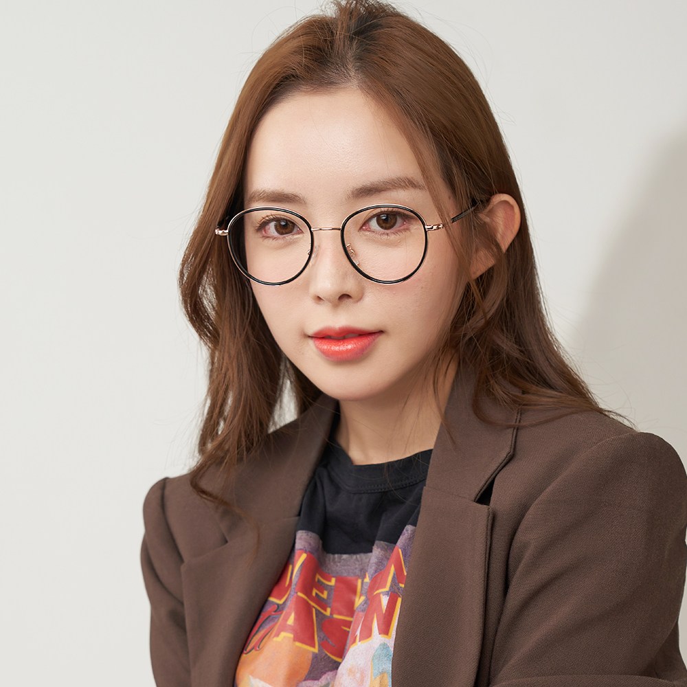 룩스토어 가벼운 캐쥬얼 원형 금속뿔테 반반안경테 솔텍스 블루라이트차단 청광안경 변색렌즈 uv차단 자외선차단 25,800원