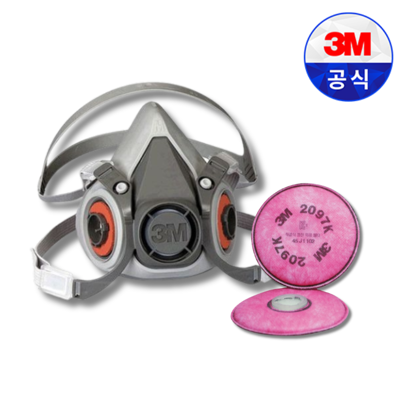 3M 6200+2097K (1set / 방진특급) 석면 독성분진 P100방진 방독마스크 반면양구형 필터 정화통 결합/교체식 23,000원