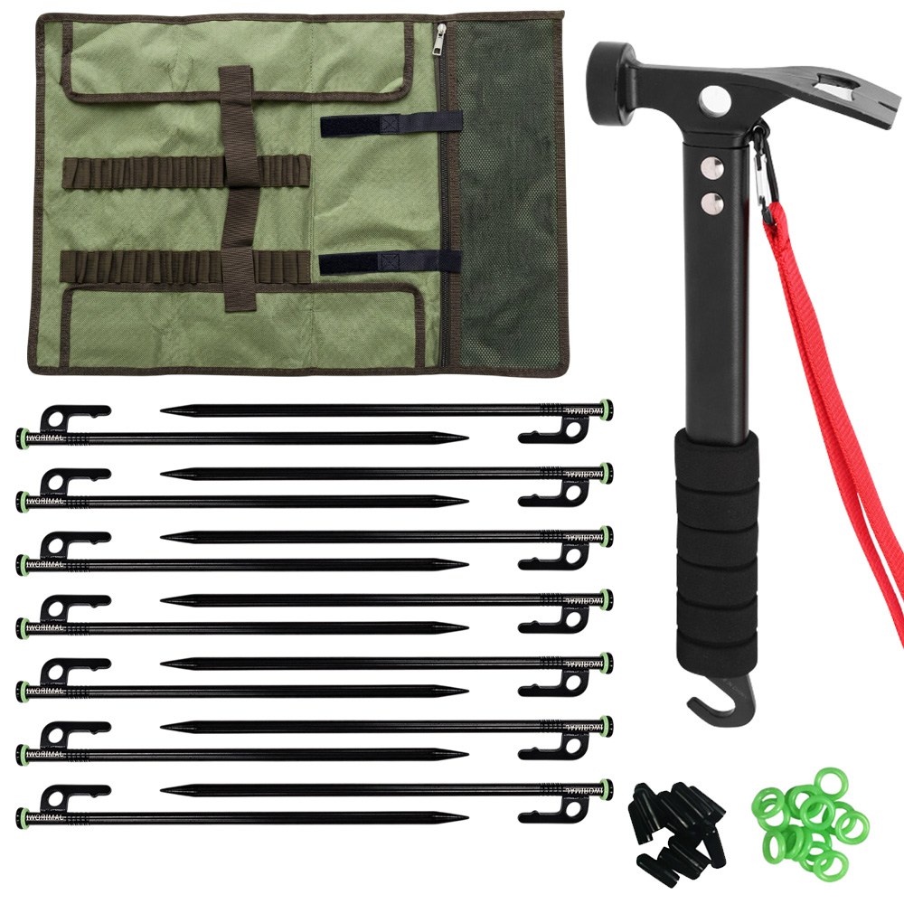 자캠 고강도 30cm 캠핑 단조팩 14개 세트 보호캡 야광링 롤팩가방 스틸해머 34,800원