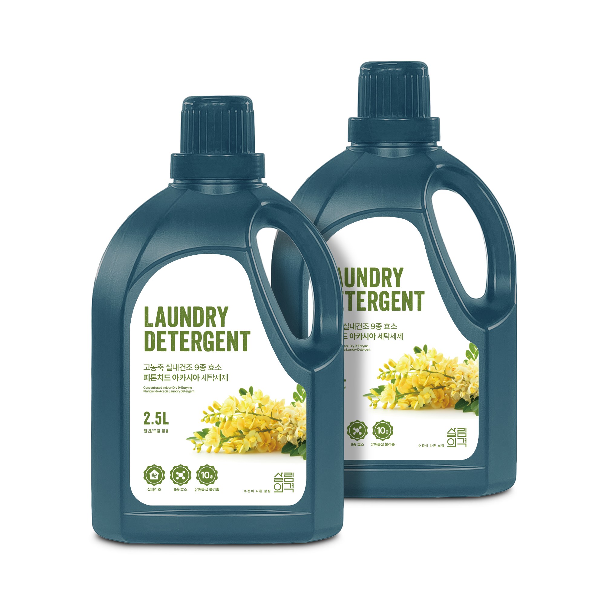 살림의격 고농축 실내건조 9종 효소 피톤치드 아카시아 세탁세제 2.5L 2개입, 2.5L 15,500원