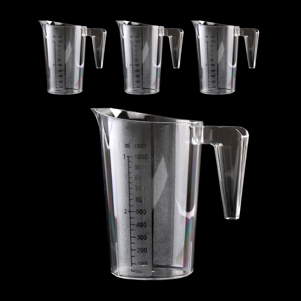쿠킹저그 제빵 PC 계량컵 1000ml 4개입 세트 1L 베이킹 손잡이 비커 10,800원