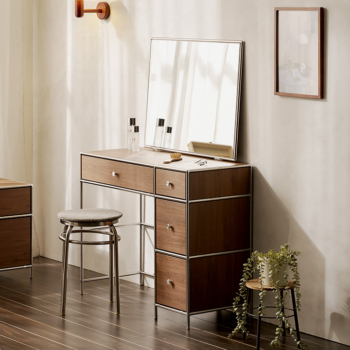 헤이몰리 헤이즈 870 서랍 화장대 + 사각거울 세트 방문설치, 트루월넛 518,000원