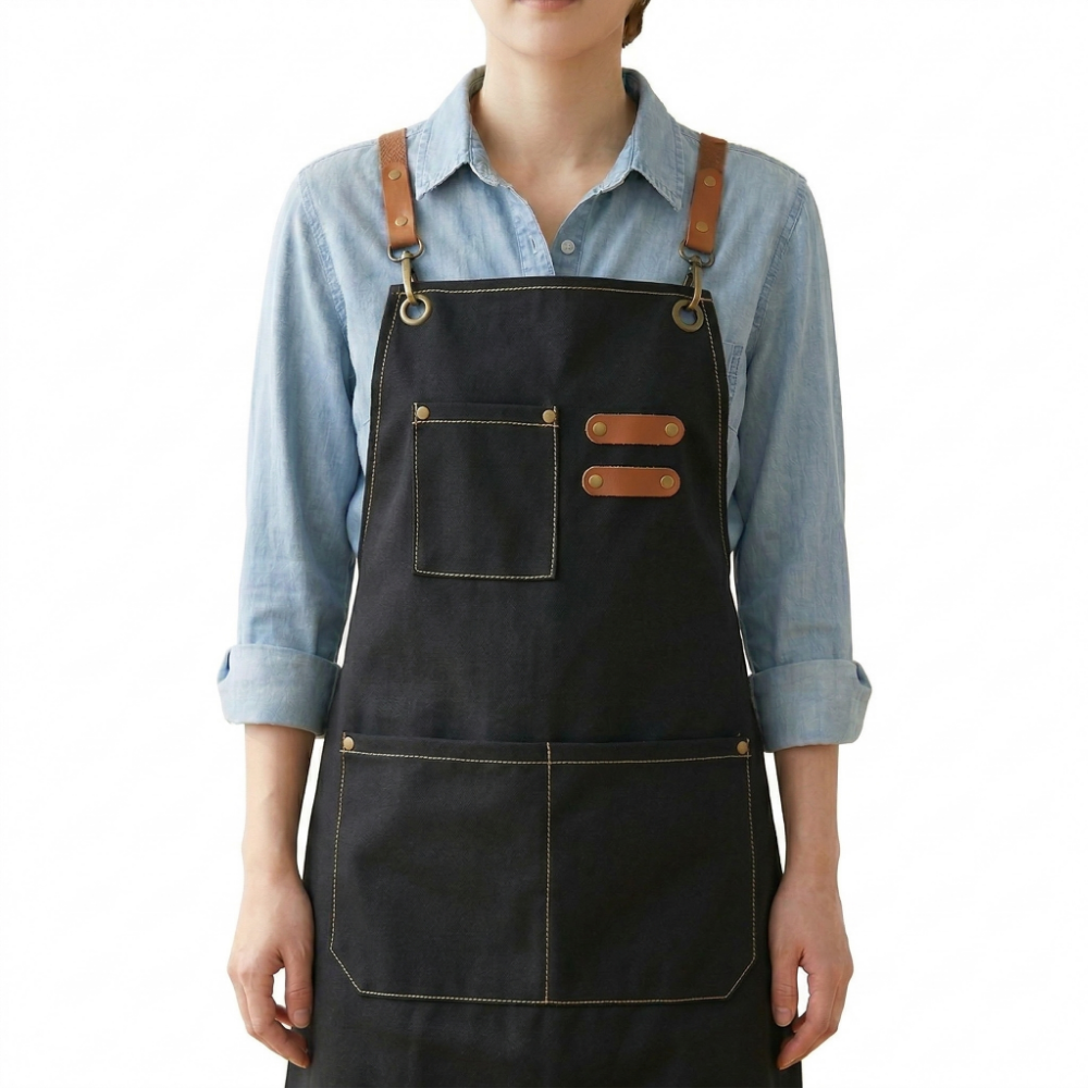 무무킷 캔버스 카페 바리스타 방수 예쁜 앞치마, 1개, 시크블랙 15,900원