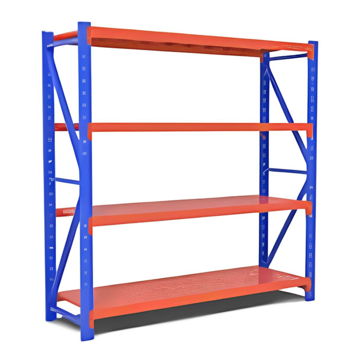 1톤선반 중량랙 무볼트 조립식 철제선반 공장 창고 물류센터 앵글선반 4단, 1세트, 오렌지블루 독립형 200cm x 200cm x 60cm 198,000원