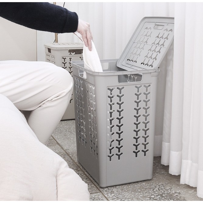 올유리빙 삼각패턴 뚜껑 빨래바구니 42L 27,470원