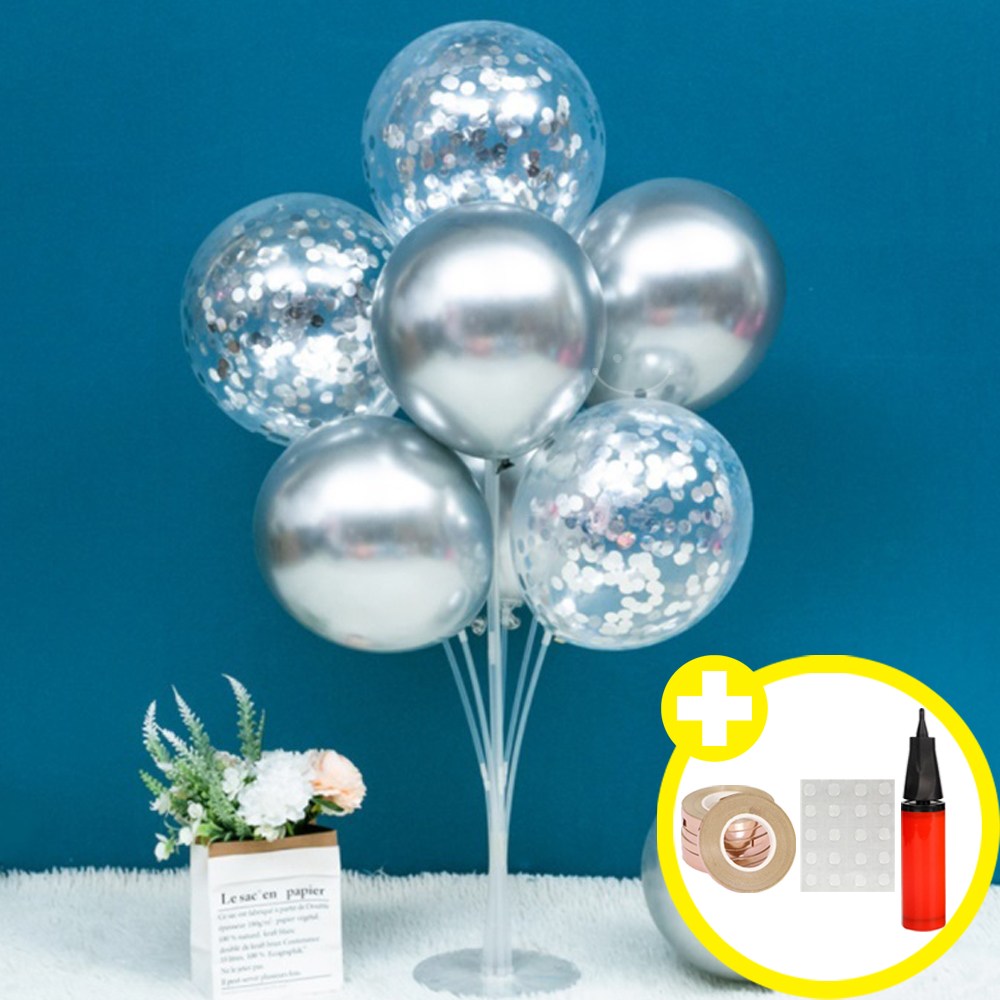 [심플 파티] 메탈크롬 컨페티 혼합풍선 스탠드(70cm) 세트 인생샷 포토존 연출템 10옵션 [에브리띵스마일] 1074, 1세트, 실버 컨페티_실버 풍선 10,800원