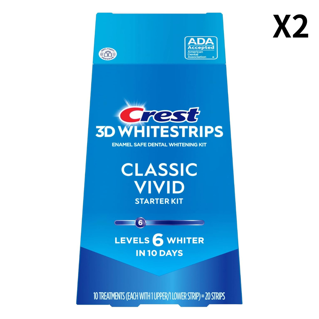 [미국발송] 크레스트 3D 화이트스트립 클래식 비비드 10회분 20매 치아미백 패치 셀프 화이트닝 키트 2개세트, 40개, 1g 119,700원