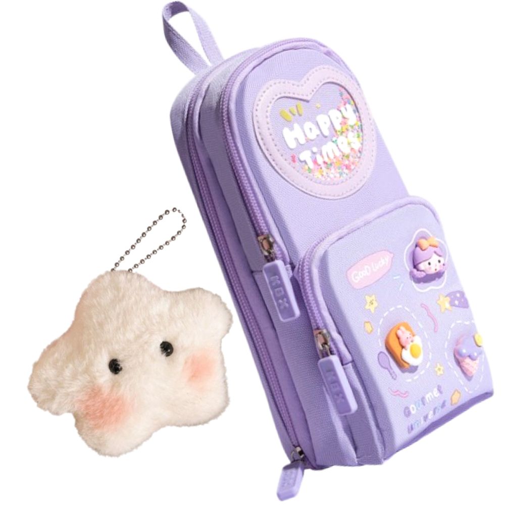 Arras파츠 필통 스팽글 귀여운 캐릭터 예쁜 파우치 캐릭터 펜파우치+인형키링, 1개, 바이올렛 24,000원