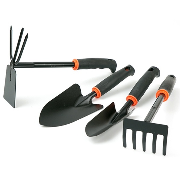 E.T.SHOP 원예도구 4종세트 C / 원예용품 가드닝 텃밭 모종 양날 괭이 오발 갈퀴 삼지창 갈고리 꽃삽 모종삽 주말농장 농촌체험 14,500원