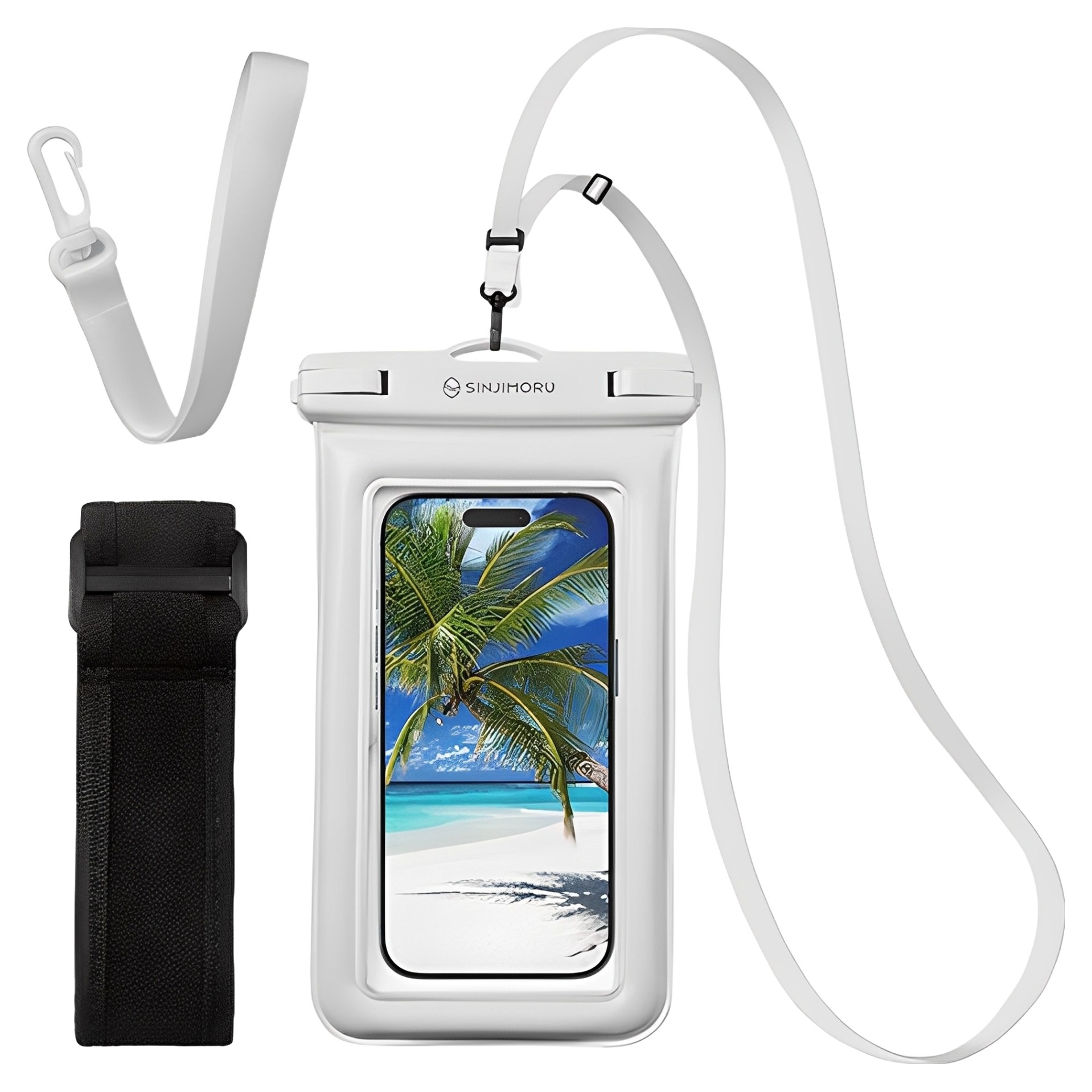 신지모루 IPX8스펀지 튜브 4중잠금 스마트폰 방수팩+ 크로스 스트랩 + 암밴드 + 핸드 스트랩, 화이트, 1세트 9,900원