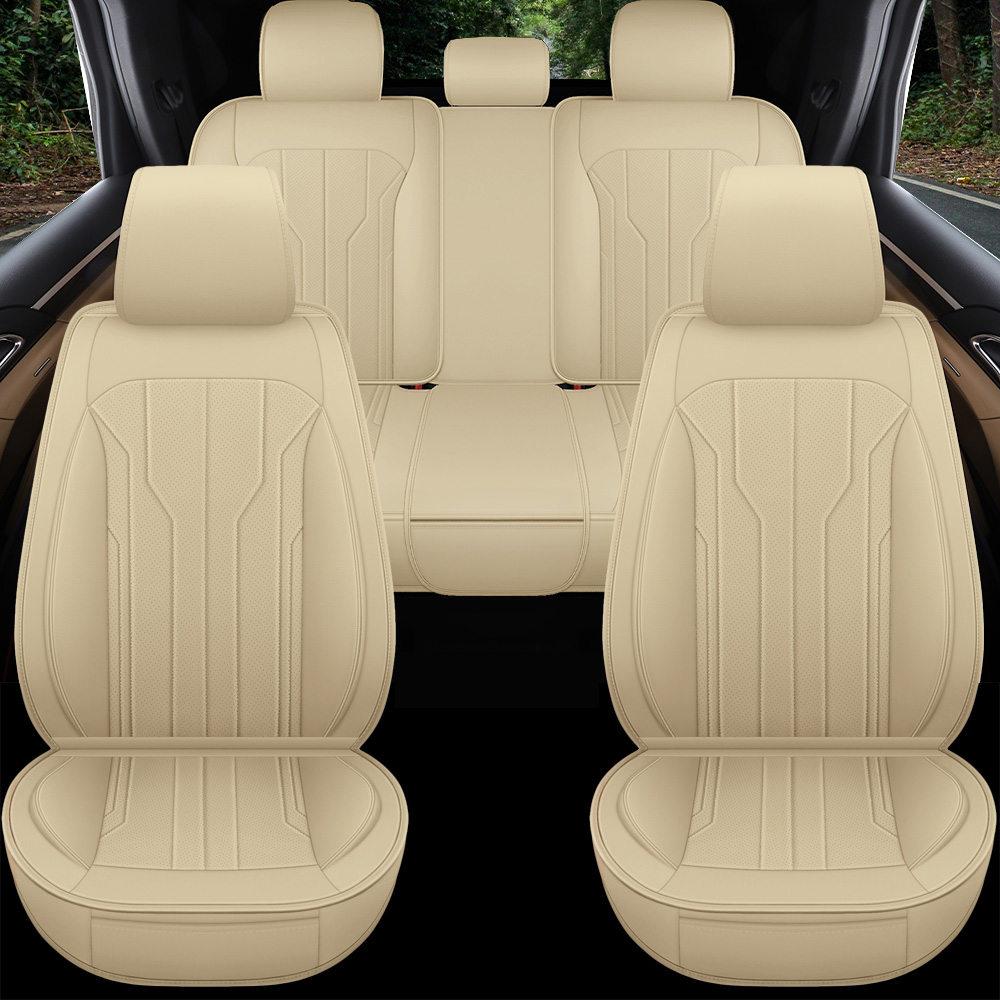Novaseed 새로운 우아한 인조 가죽 자동차 시트 커버, 세단, SUV 등에 적합, 클래식 스타일, 간편한 설치, Beige, 1개 198,800원