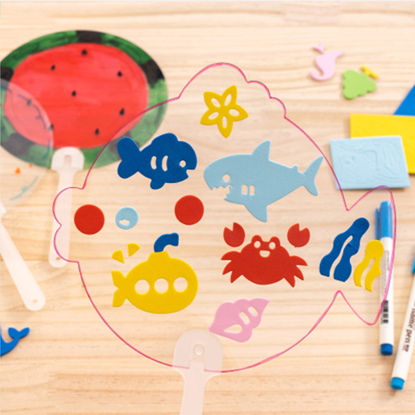 여름 투명 부채 꾸미기, 무지 사각 800원