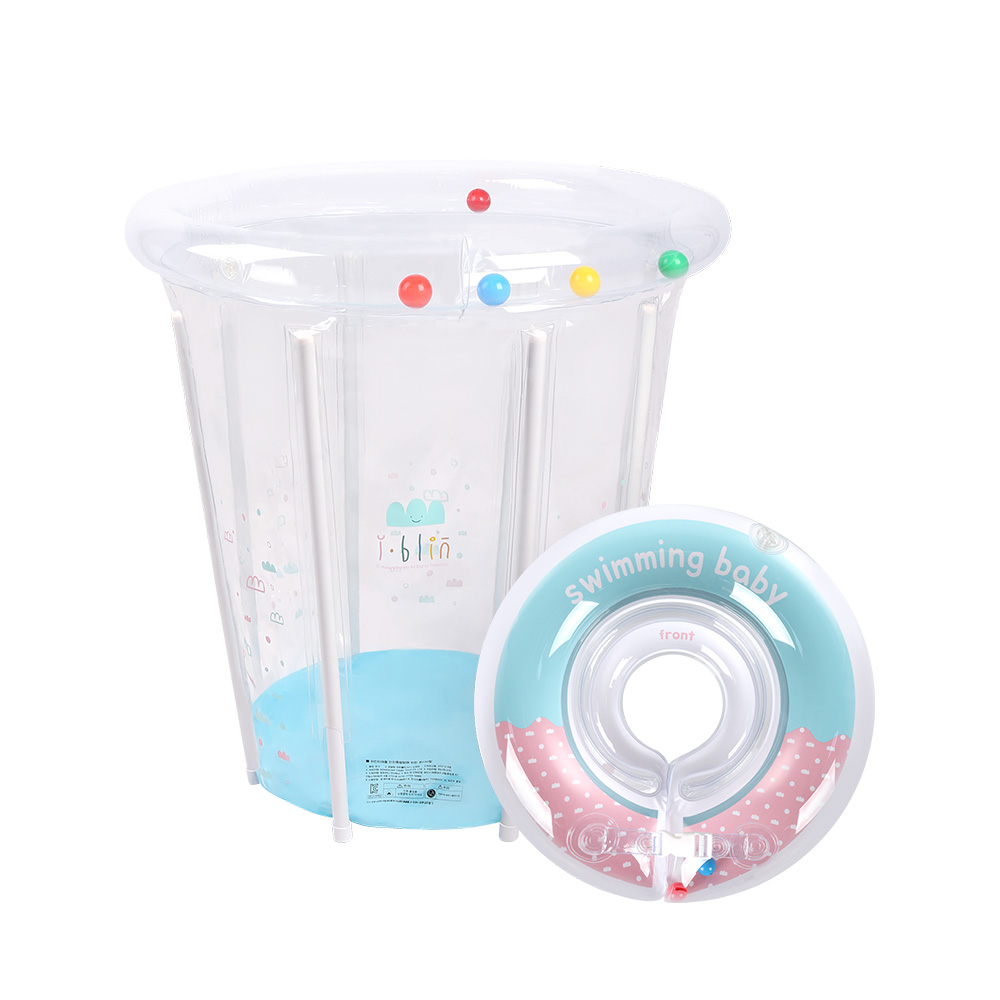 아이블린 아기수영장 + 아기목튜브 패키지 유아풀장 물놀이 장난감, 01 아기수영장+블루핑크도넷, 1개 55,900원