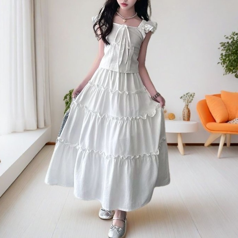 해피유통 어린이 사랑스러운 롱 원피스 레이스 레이어드 디자인 14세 이상 XG08 30,960원