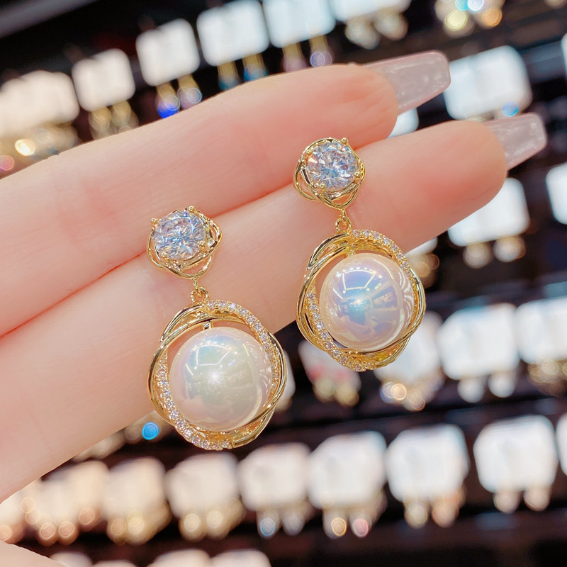 하라크 14k금 도금 큐빅 진주 꼬임 패션 귀걸이 16,900원