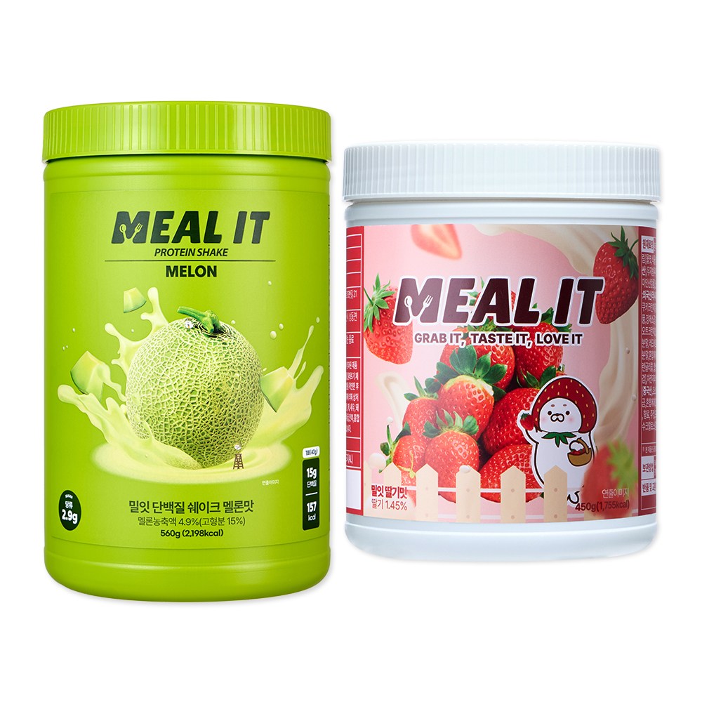 [1+1] 밀잇 식사대용 단백질 쉐이크 세트 (멜론 1개 딸기 1개), 1.01kg, 2개 93,600원