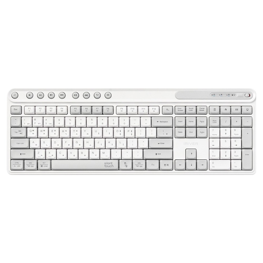 아이리버 Silent 듀얼모드 멀티페어링 블루투스 무소음 무선 키보드, 화이트, MWK601, 제조사축 26,900원