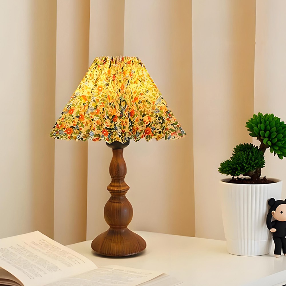 Mayho 빈티지 엔틱 무드등 플리츠 쉐이드 거실스탠드조명 밝기 조절 인테리어 조명, 플로럴 36,900원