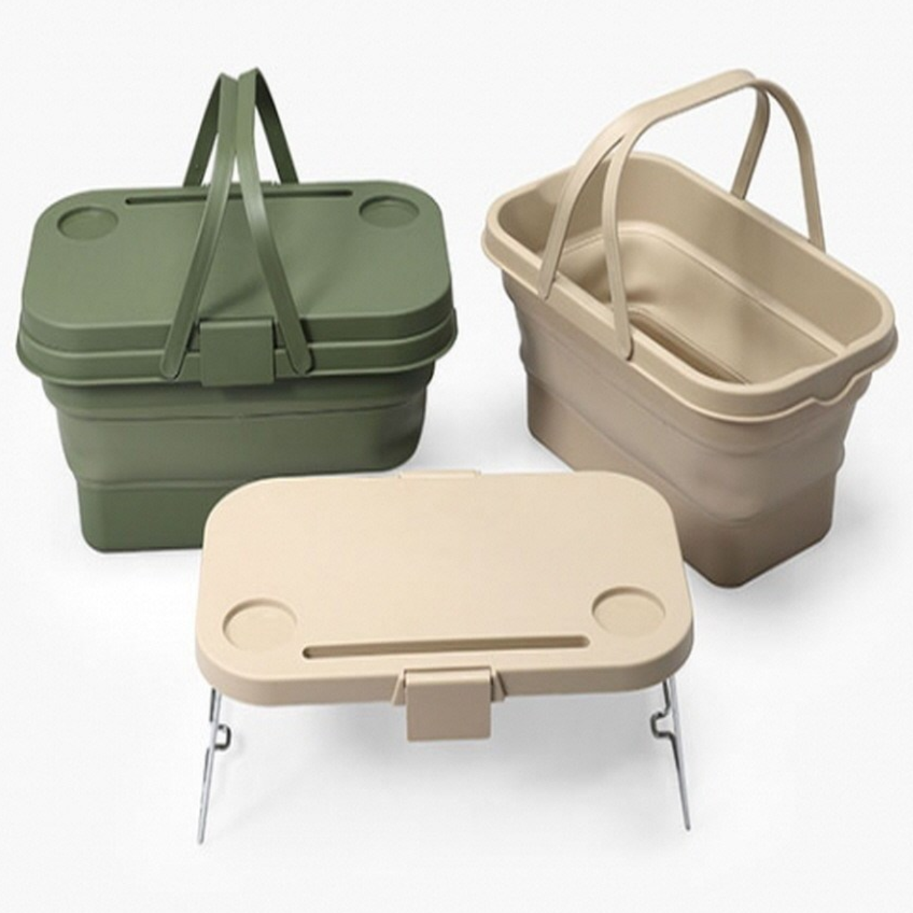 문캠핑 캠핑용 피크닉용 공원나들이용 폴딩 핸들 바스켓 16L, 1세트, 1단, 베이지 19,390원