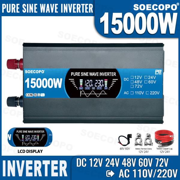순수 사인파 인버터 SOECOPO 15000W 태양열 및 전류 12V 220V DC 12/24/48/60/72V AC 110V/220V 홈 야외 캠 236,600원