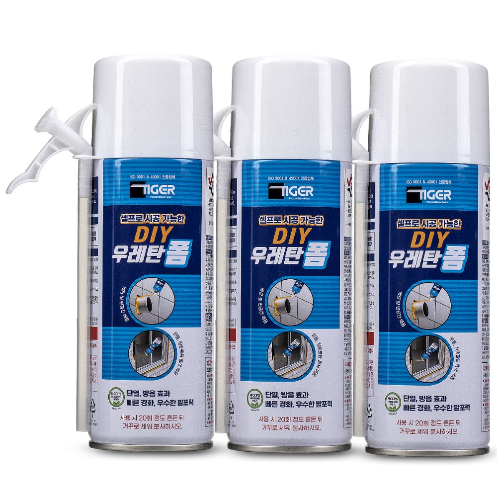 [다우몰] 가정용 DIY 타이거 폴리 우레탄폼, 3개, 현재가 11,700원