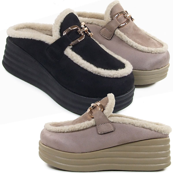 [슈엔몰] SW5209 / 한겨울 따뜻한퍼 6cm통굽 여성 털슬리퍼 키높이 블로퍼 웨지 털신발 28,900원