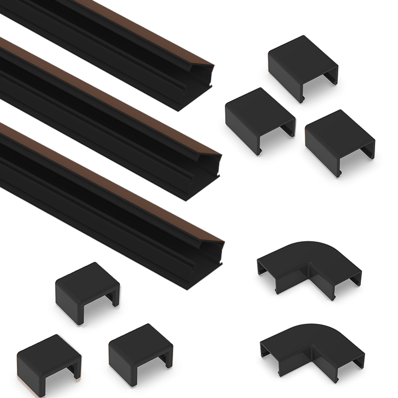 선바로 신개념 열고닫는 전선 몰딩 1호 1m 3p + 마감캡 1호 3p + 곡선엘보우 1호 2p + 연결캡 1호 3p, 블랙, 1세트 12,520원