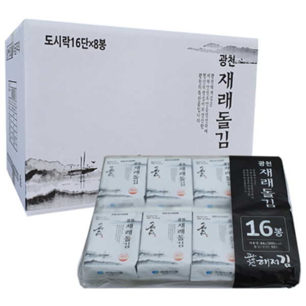 광천해저김 재래돌김 16단 도시락김 4g 128봉, 1세트 45,000원