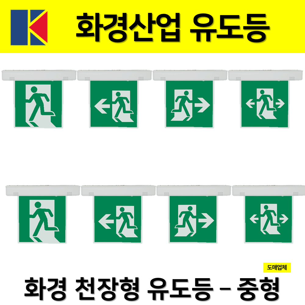 화경산업 천장형 피난구 유도등 중형 / 양면 단면 / 화경 천장 피난 유도등 / 천장형 유도등, 1개, 혼합색상 34,000원