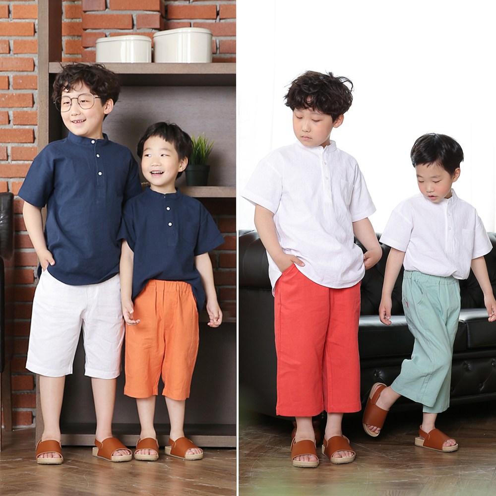 미쏘아 아동 린넨 헨리넥셔츠 -아기남방 주니어 남아 유아 반팔셔츠 17,400원