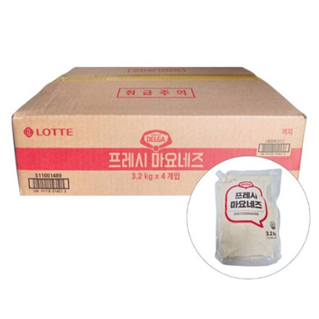 프레시 마요네즈 롯데웰푸드 DELGA 델가 업소용, 4개, 3.2kg 43,500원