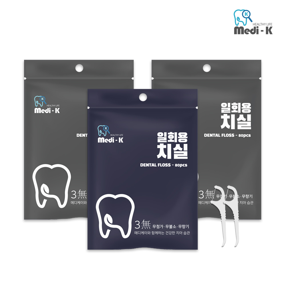 [메디케이] 국내생산 일회용 치실 80p x 3 / 케이스 증정, 3개, 80개입 8,900원