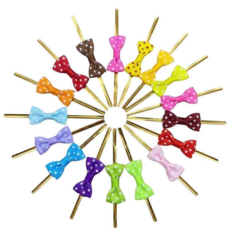 리루나 선물포장 타이 땡땡이 리본 빵끈, 200개, COLORMIX 11,900원