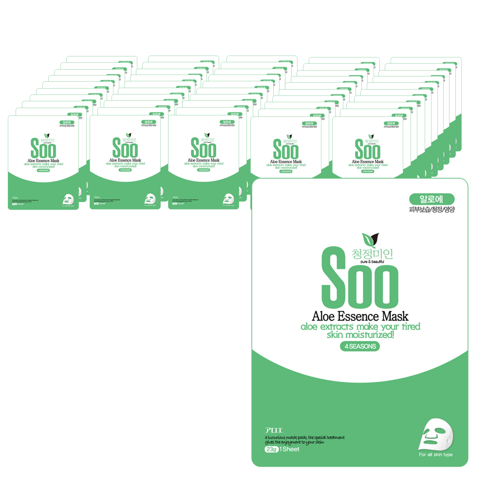 청정미인 에센스 알로에 마스크팩, 1개입, 50개 12,900원