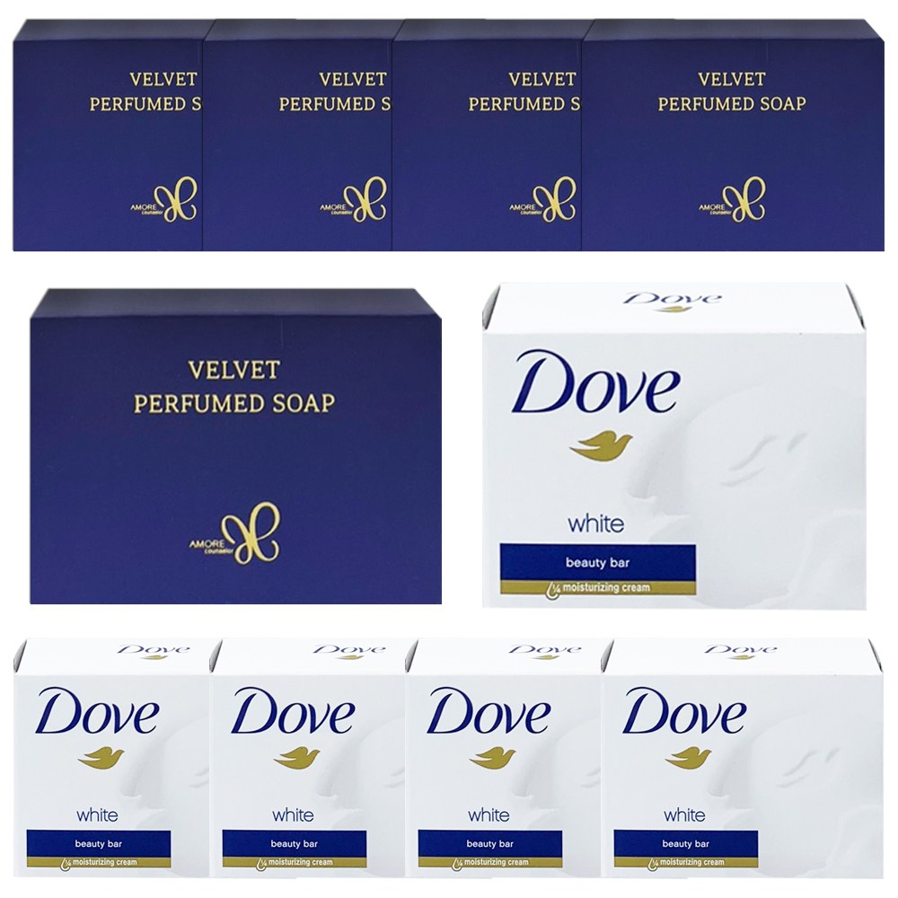 아모레 벨벳 퍼퓸드솝 5개 + 도브 뷰티 크림바 비누 화이트 5개 13,600원
