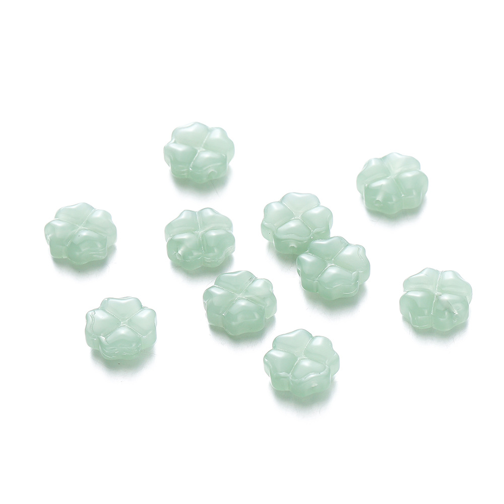 네잎클로버 투명 비즈 10개입 키링 장식 공예 악세사리 열쇠고리 만들기 공예 재료 diy, 옥색 3,900원