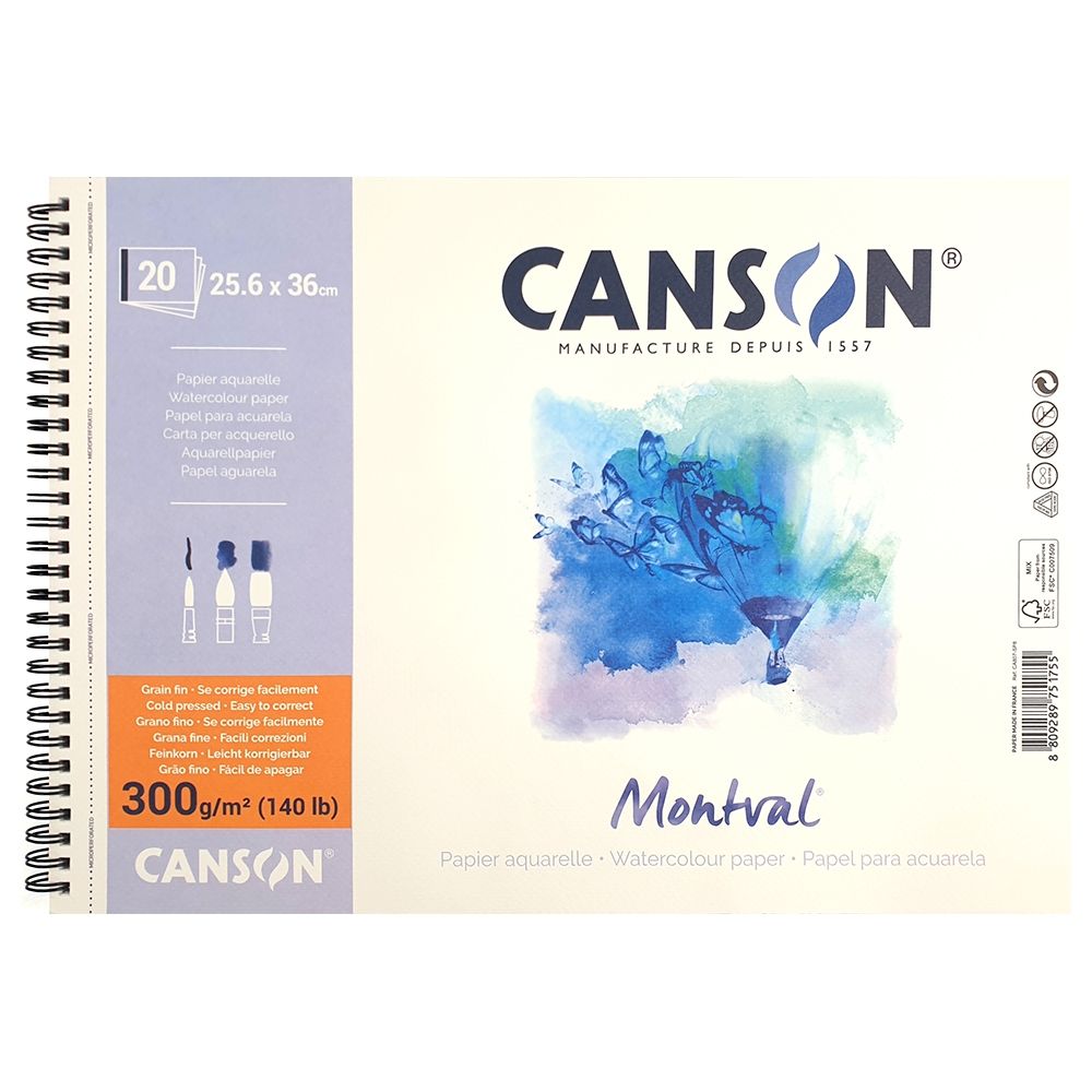 [캔손] 몽발 수채화 스케치북 8절 스프링제본 25.6x36 20매 300g 13,650원