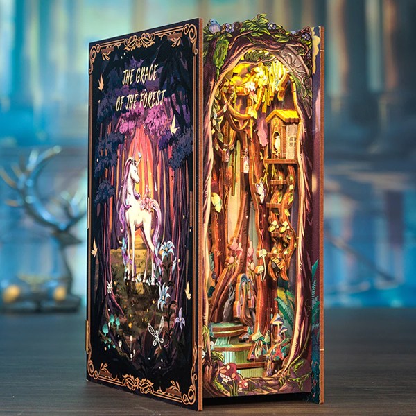 신상품 핸즈크라프트 diy 북눅 북엔드 책꽂이 미니어처 숲의 축복, 1개 40,000원