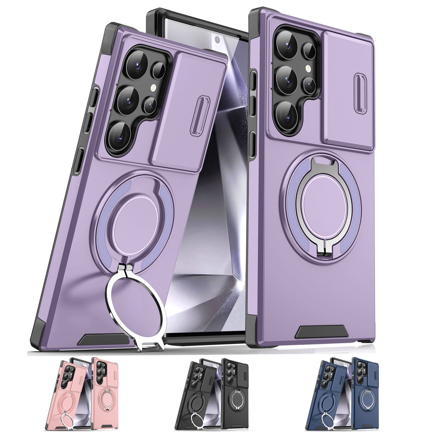 EcafHtronEht 에크트론 카메라 렌즈 보호 슬라이드 범퍼 360도 회전 스마트링 홀더 거치대 휴대폰 케이스 갤럭시 S25 S26 울트라 엣지 케이스 21,800원