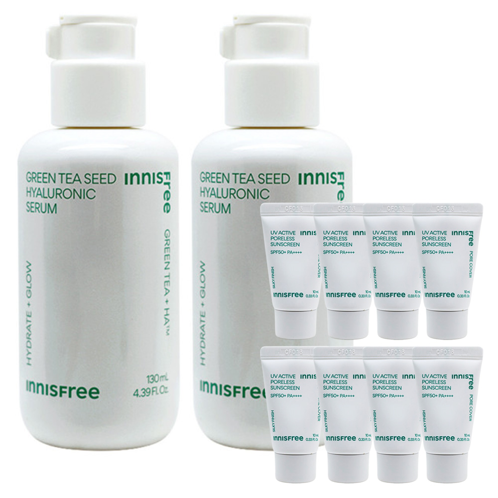 이니스프리 그린티 씨드 히알루론산 세럼 대용량 130ml 2개+(포어리스 선스크린10mlx8개 증정) 68,900원