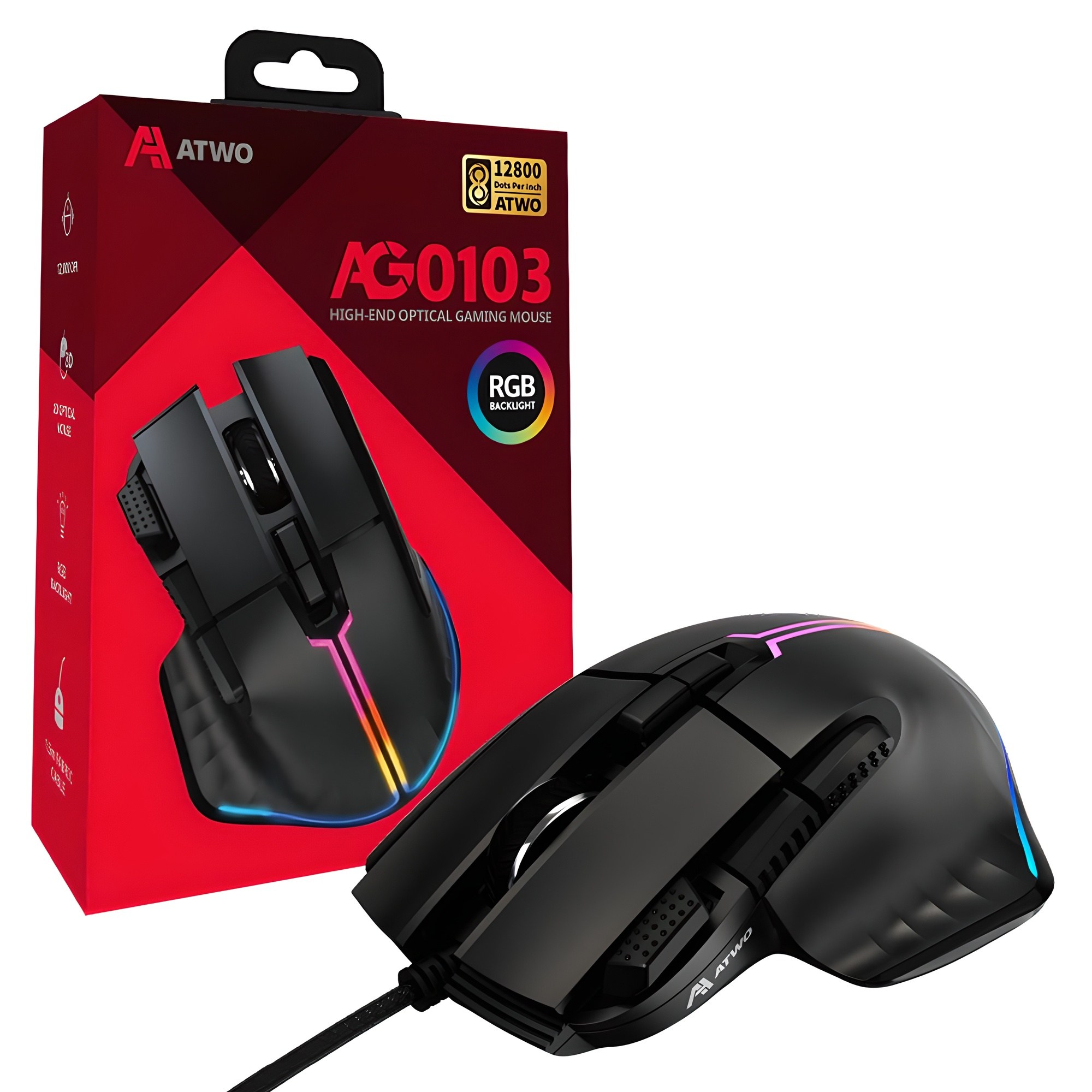 에이투 고감도 LED 유선 USB 게이밍 마우스, AG0103, 블랙 29,900원